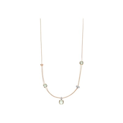 Collier Ti Sento en argent plaqué or rose et oxyde de zirconium, taille 50cm