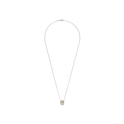 Collier Ti Sento en argent plaqué platine, argent plaqué or jaune, rose et oxyde de zirconium, taille 42cm
