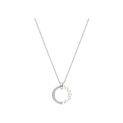 Collier Ti Sento en argent plaqué platine et perle d'imitation