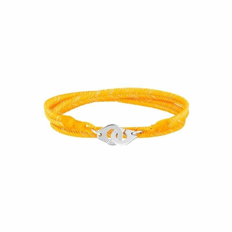 Bracelet sur cordon orange Menottes dinh van R10 en argent