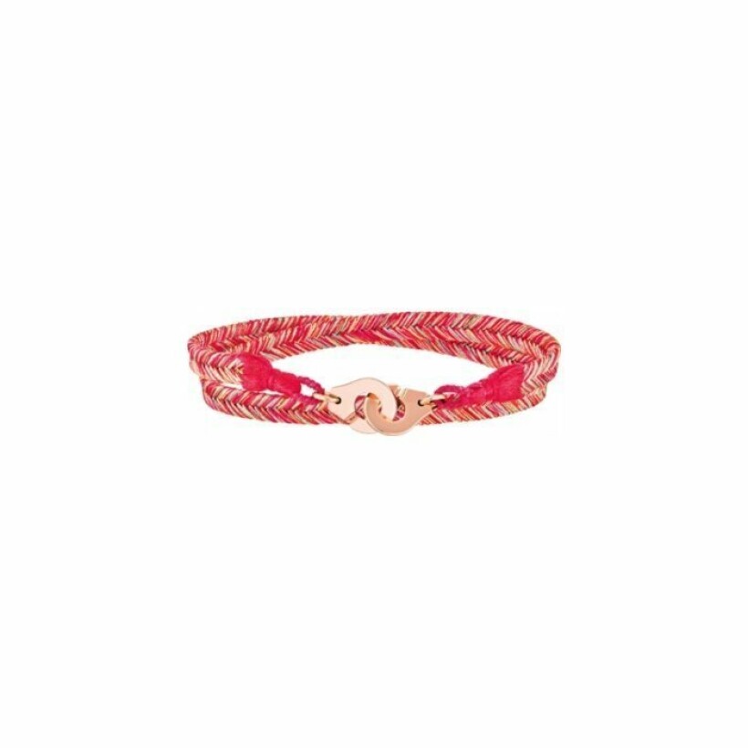 Bracelet dinh van tissé Menottes R10 en or rose et tissu