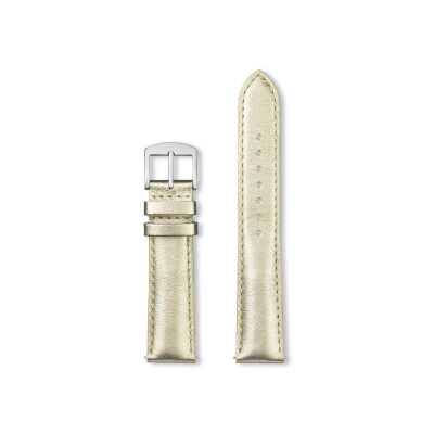 Bracelet montre Rochet Ny By Night en cuir métallisé champagne, anse d'clic - 16mm
