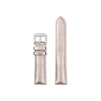 Bracelet montre Rochet Ny By Night en cuir métallisé or rose, anse d'clic - 14mm