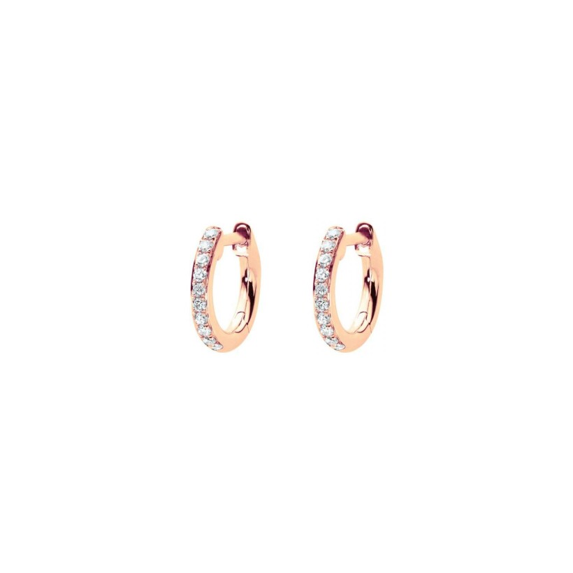 Boucles d'oreilles créoles RedLine  Si Joli en or rose et diamants de 0.096 ct
