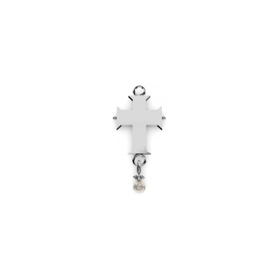 Pendentif La Croix du Beauregard de Lille  en or blanc et perle