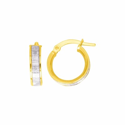 Boucles d'oreilles créoles en or jaune et or blanc et glitter