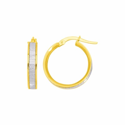 Boucles d'oreilles créoles en or jaune et or blanc