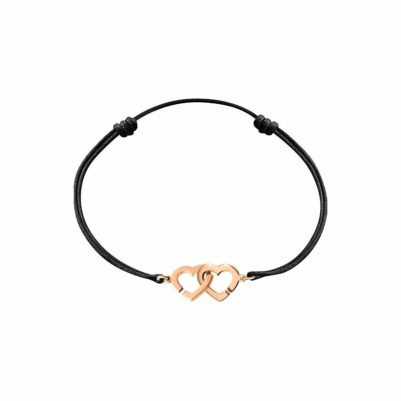 Bracelet sur cordon dinh van Double Coeurs en or rose