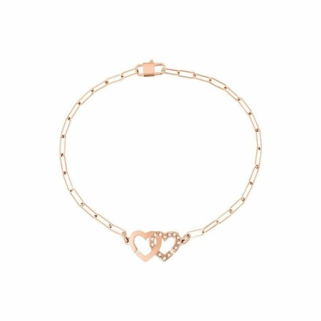 Bracelet dinh van Double Coeurs R9 en or rose et diamants