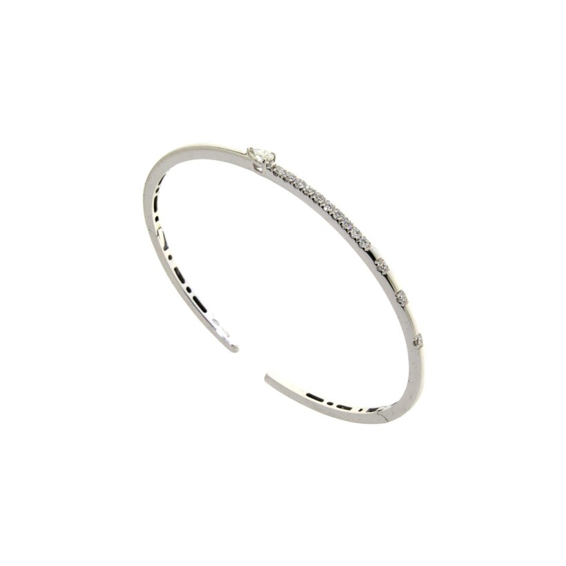 Bracelet jonc Veron Roques en or blanc et diamants