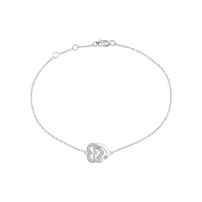 Bracelet dinh van Double Cœurs R10 en or blanc et diamants