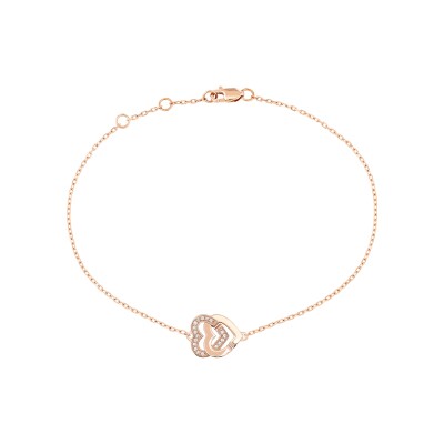 Bracelet dinh van Double Cœurs R10 en or rose et diamants