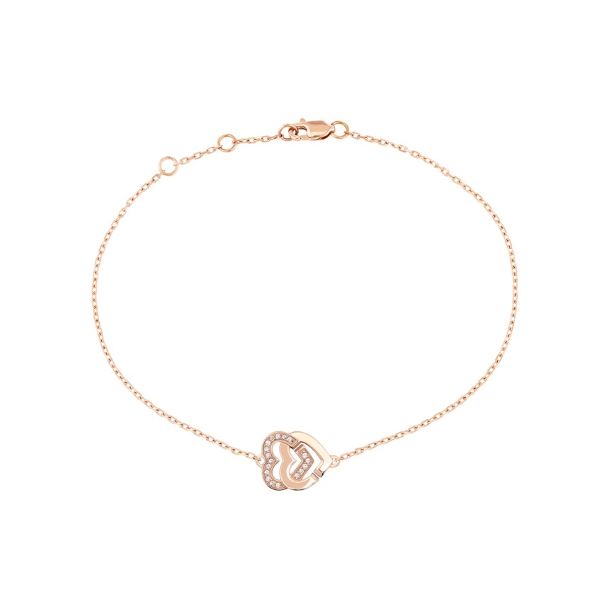 Bracelet dinh van Double Cœurs R10 en or rose et diamants