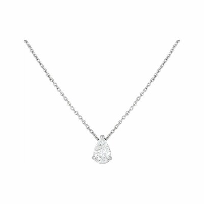 Pendentif en or blanc et diamant taille poire , 40 cm