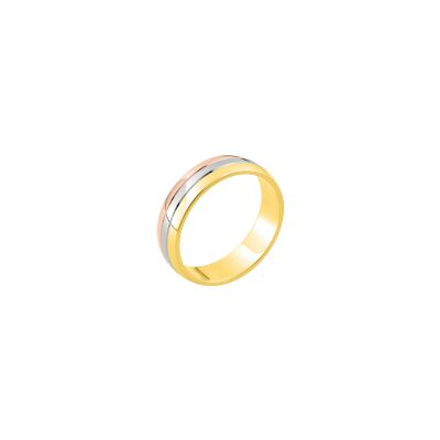 Alliance lisse en or jaune, or rose et or blanc