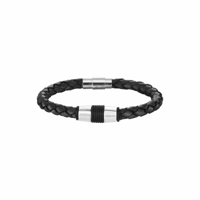 Bracelet Phebus en acier , cuir et caoutchouc