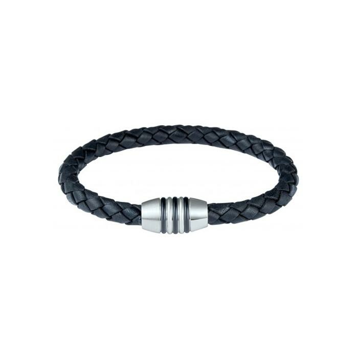 Bracelet Phebus en acier, cuir et laque