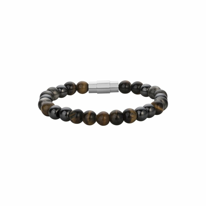 Bracelet Phebus en acier et oeil de tigre