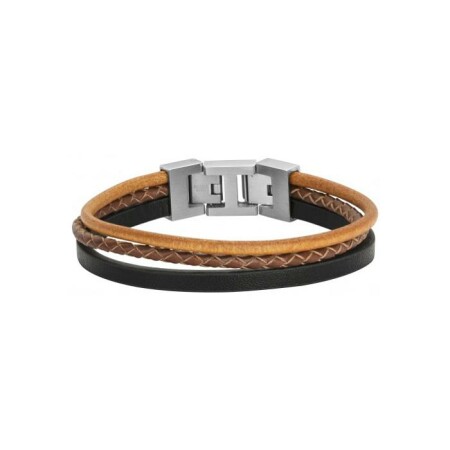 Bracelet Phebus en acier et cuir