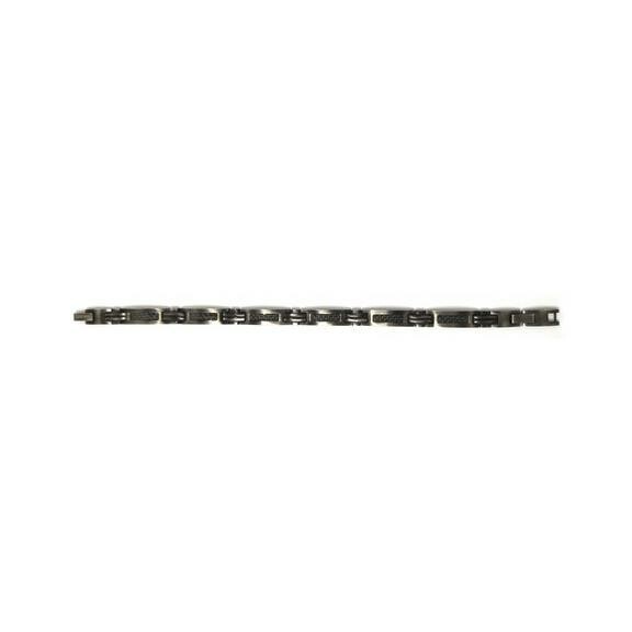 Bracelet souple multi-motifs Phebus en acier noir et carbone