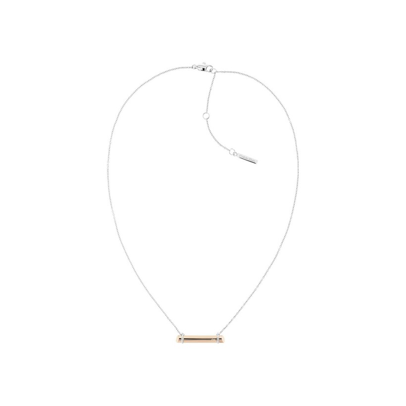 Collier Calvin Klein Sculptural en acier et métal doré rose