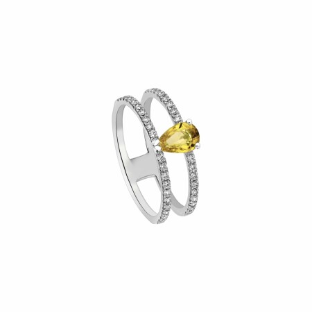 Bague Garden Party Symphonie en or blanc, saphir jaune et diamants