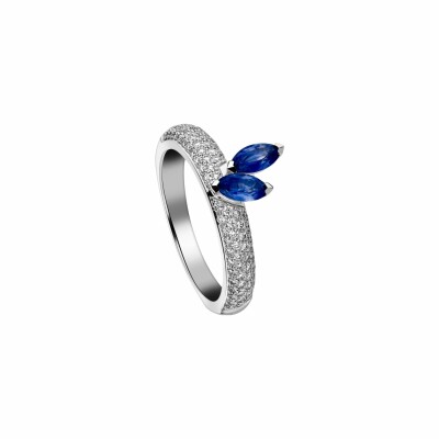 Bague Garden Party Symphonie en or blanc, saphir bleu et diamants