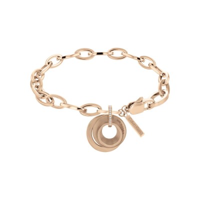 Bracelet Calvin Klein Sculptural en métal doré rose et cristaux