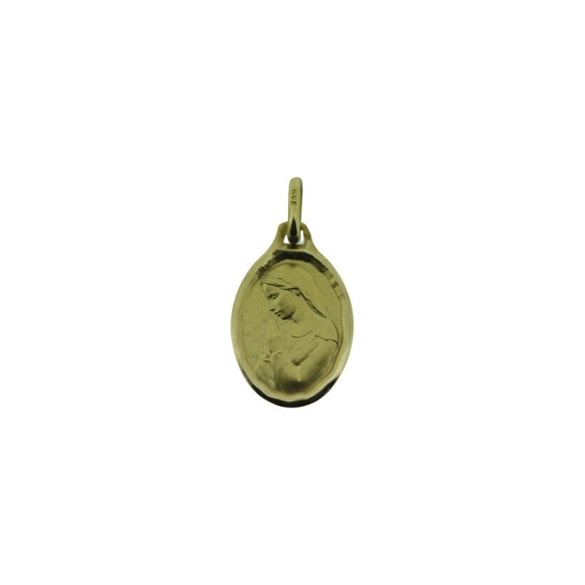 Médaille Augis Vierge mains jointes en or jaune, 18.5x15mm