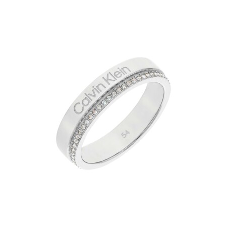 Bague Calvin Klein Timeless en acier et cristaux, taille 54