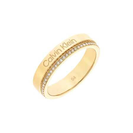 Bague Calvin Klein Timeless en métal doré et cristaux, taille 54