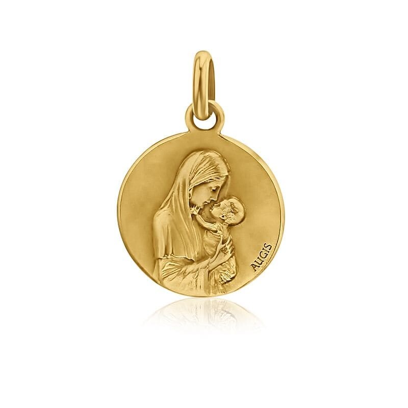 Médaille de baptême Augis Vierge à l'enfant en or jaune