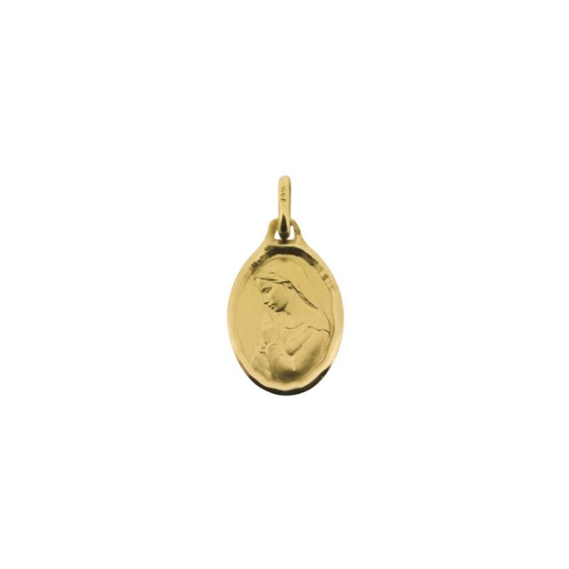 Médaille Augis Vierge mains jointes en or jaune, 18.5x15mm