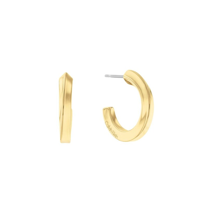 Boucles d'oreilles Calvin Klein Sculptural Twisted Ring en métal doré