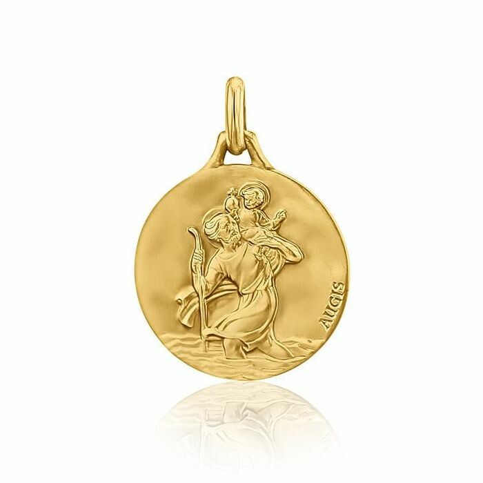 Médaille de baptême Augis Saint Christophe en or jaune, 18mm