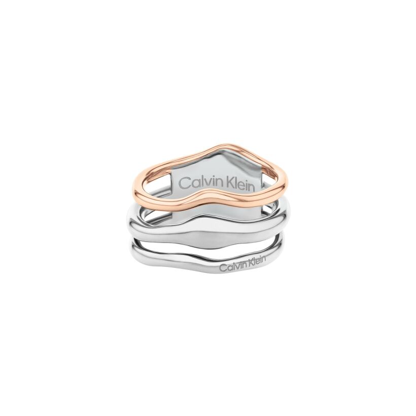 Bague Calvin Klein Sculptural en acier et métal doré rose, taille 54