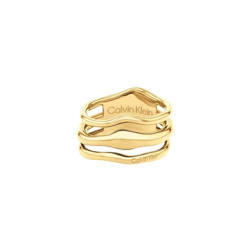 Bague Calvin Klein Sculptural en métal doré, taille 58