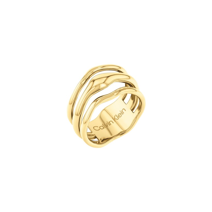 Bague Calvin Klein Sculptural en métal doré, taille 58