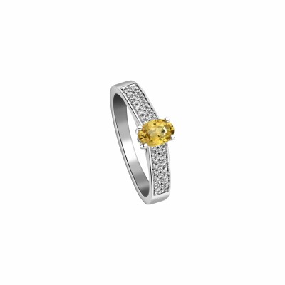 Bague Garden Party Symphonie en or blanc, saphir jaune et diamants