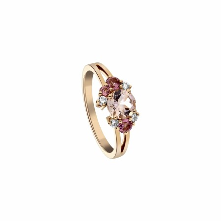 Bague Garden Party Rendez-vous en or rose. morganite. tourmalines et diamants