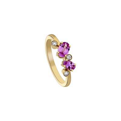 Bague Garden Party Rendez-vous en or jaune, saphir rose et diamants