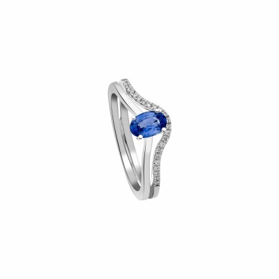 Bague Garden Party Rendez-vous en or blanc, saphir bleu et diamants