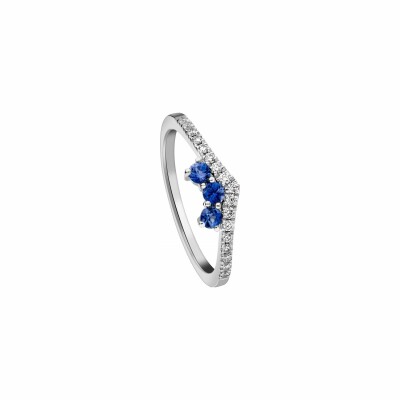 Bague Garden Party Rendez-vous en or blanc, saphir bleu et diamants