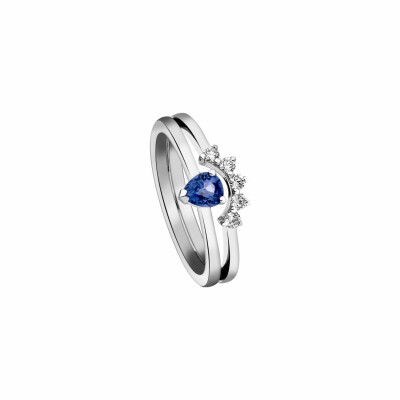 Bague Garden Party Rendez-vous en or blanc, saphir bleu et diamants