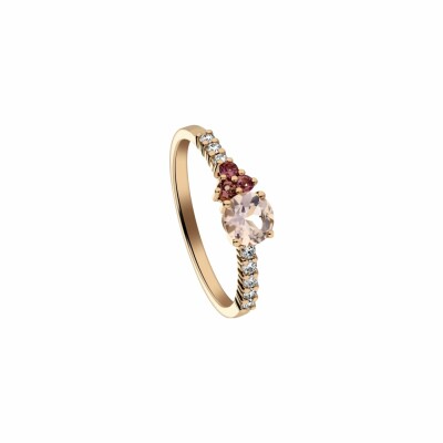 Bague Garden Party Rendez-vous en or rose. morganite. tourmalines et diamants