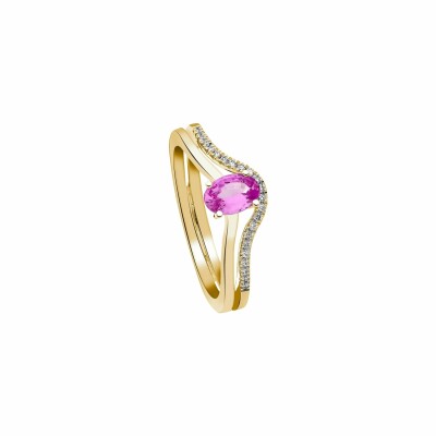 Bague Garden Party Rendez-vous en or blanc, saphir rose et diamants