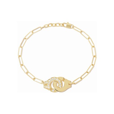 Bracelet Menottes dinh van en or jaune et diamants, moyen modèle, taille 18cm
