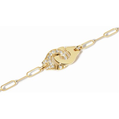 Bracelet Menottes dinh van en or jaune et diamants, moyen modèle, taille 18cm