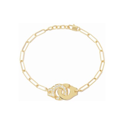 Bracelet Menottes dinh van en or jaune et diamants, moyen modèle, taille 18cm