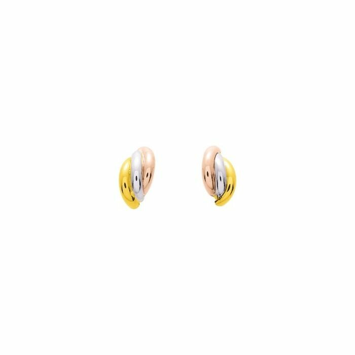 Boucles d'oreilles en or jaune, or blanc et or rose